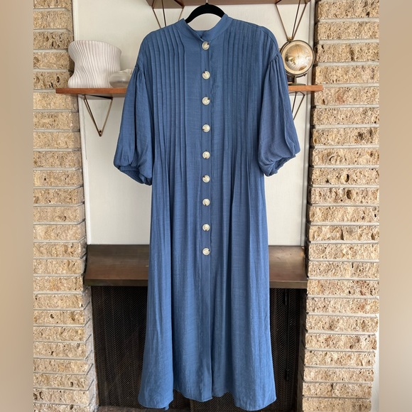 NWT Mare Mare x Anthropologie Maxi Dress in Slate Blue (XS) - Picture 1 of 6